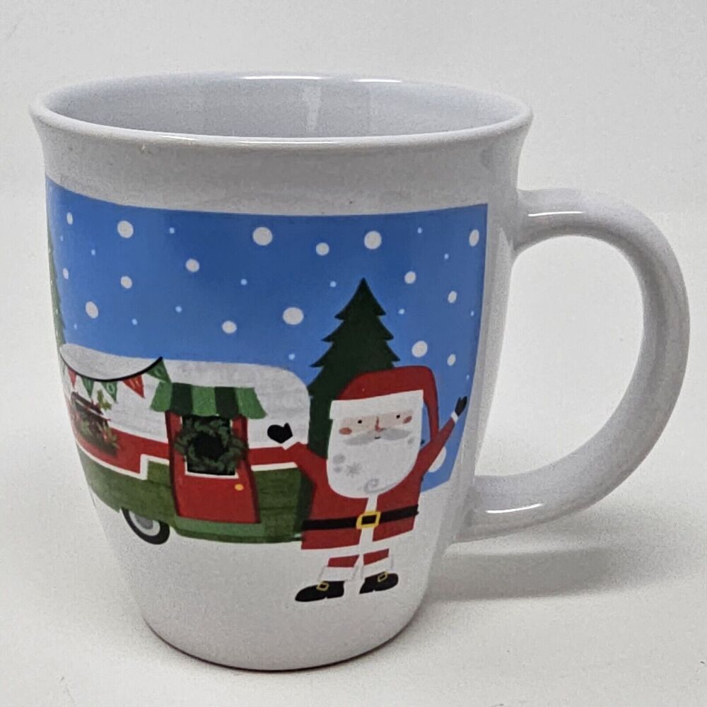Royal Norfolk Coffee Tea Cup Mug Christmas Santa RV Snowman Holidays Winter 14oz